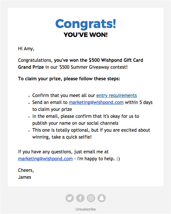 Winners Announcement Email Template 5 Proven Ways to Announce Notify Contest Winners with