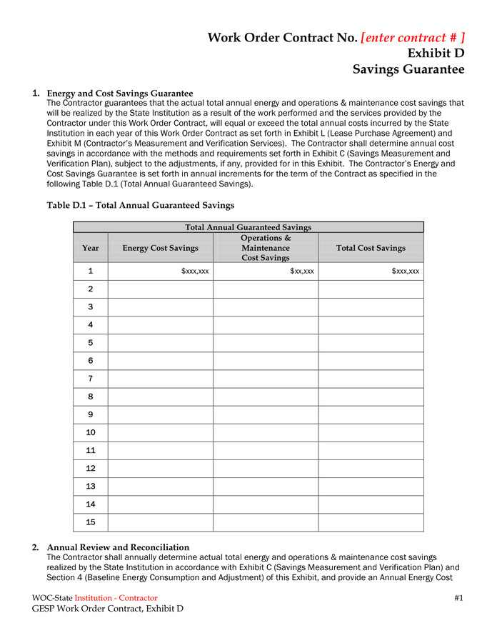Work order Contract Template Work order Contract In Word and Pdf formats