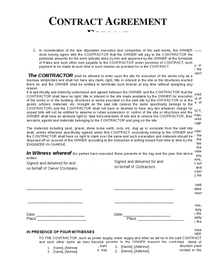 Workers Contract Agreement Template Work Contract Agreement Gtld World Congress