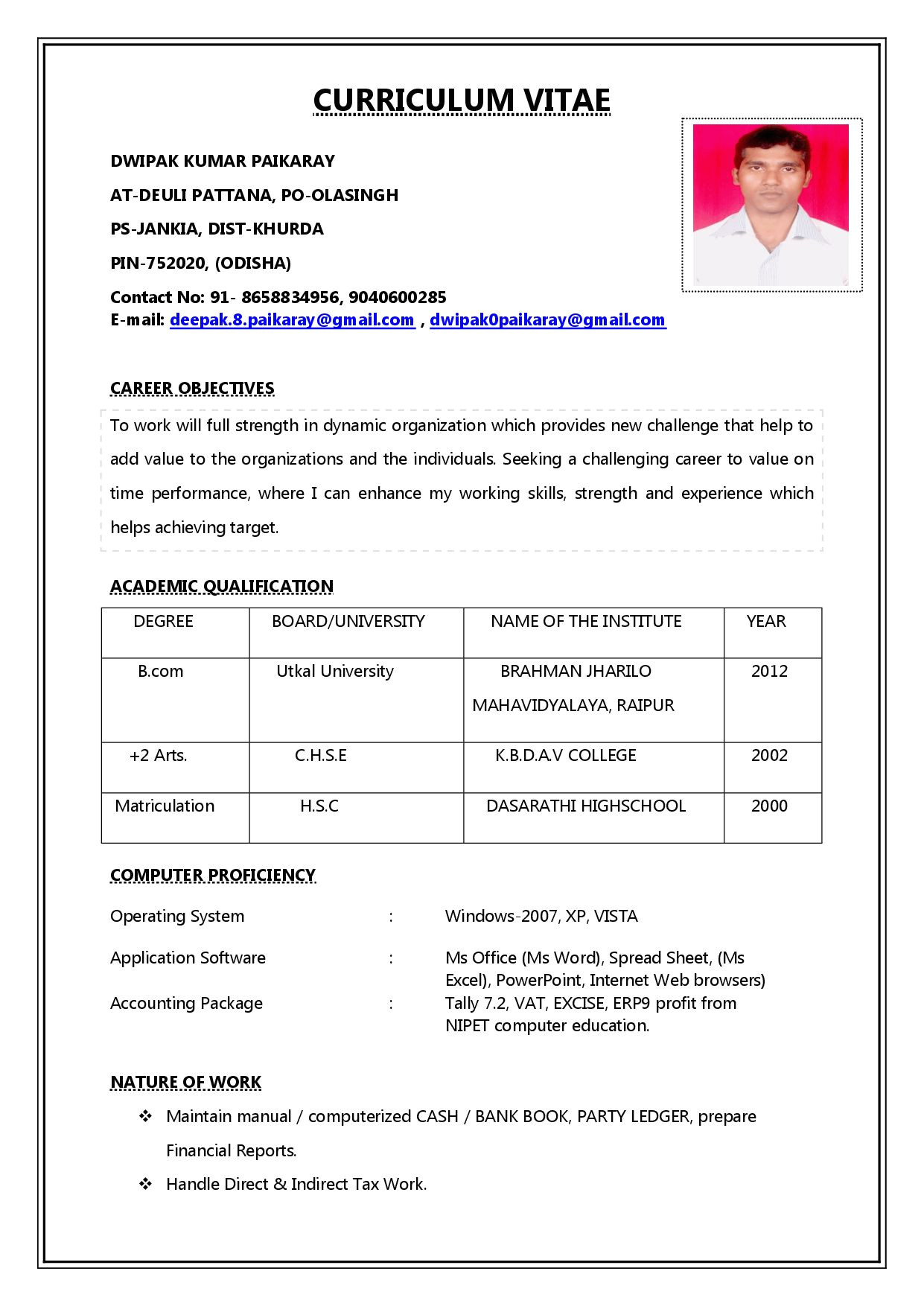 A Simple Resume format for Job Job Interview 3 Resume format Job Resume format