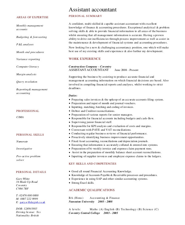 Accounts Basic Resume Basic Resume Samples Examples Templates 8 Documents