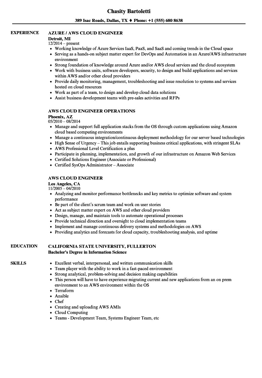 Aws Cloud Engineer Resume Aws Cloud Engineer Resume Samples Velvet Jobs