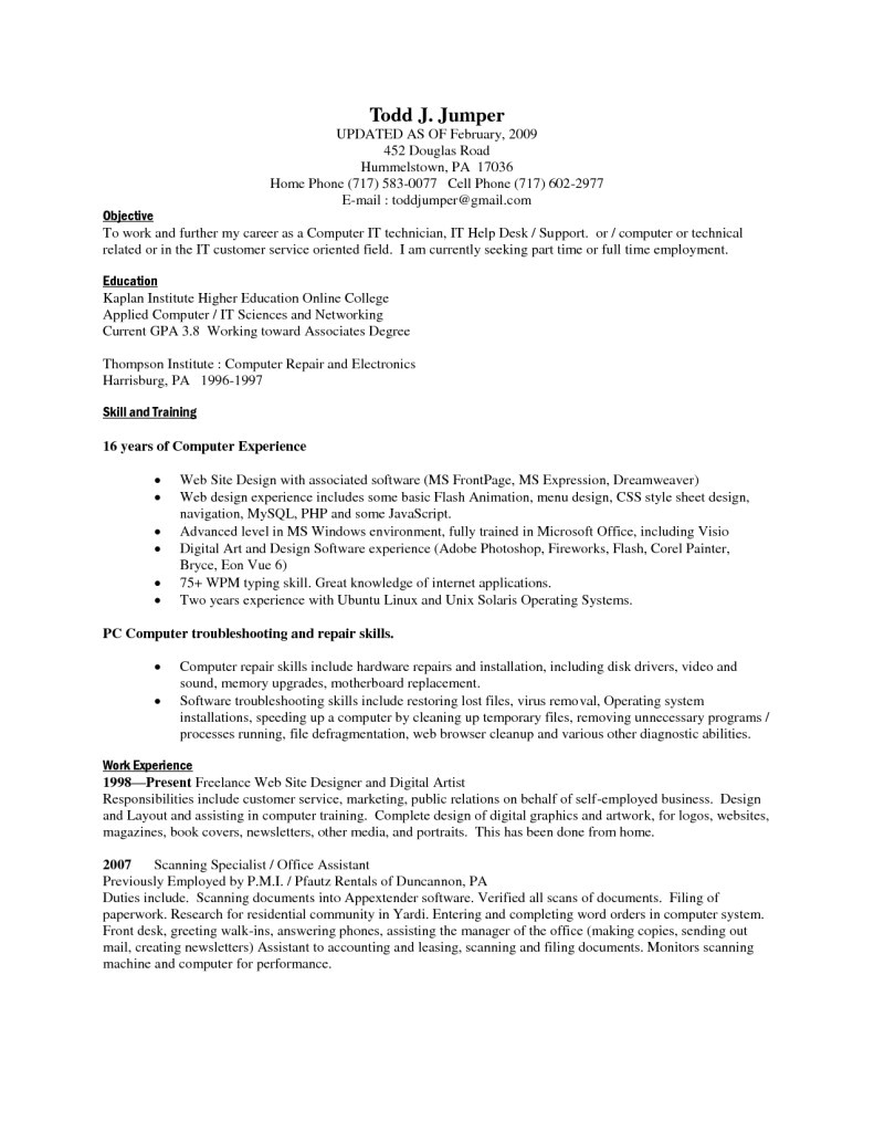  Basic Computer Skills Description For Resume Williamson ga us