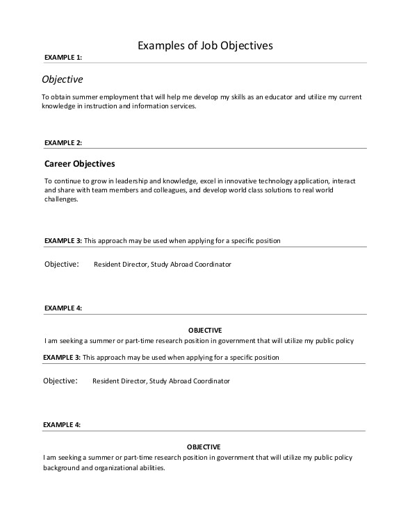 Basic General Resume General Resume Objective Sample 9 Examples In Pdf