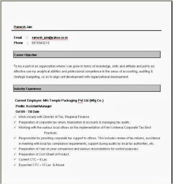 Basic Resume format In Word Simple Resume format In Word