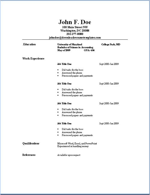 Basic Resume Ideas Basic Resume Templates Download Resume Templates