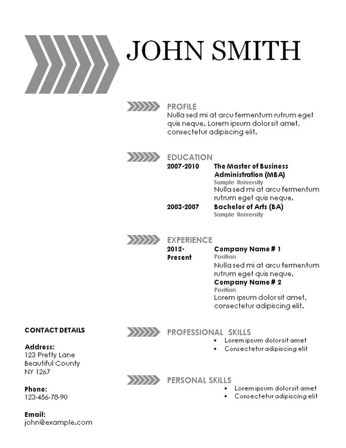 Basic Resume Pattern Simple Resume Template