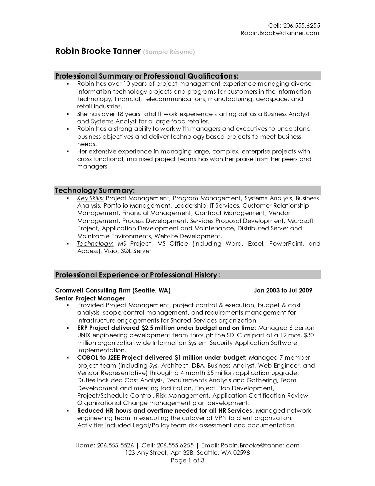 Basic Resume Summary Examples Williamson ga us