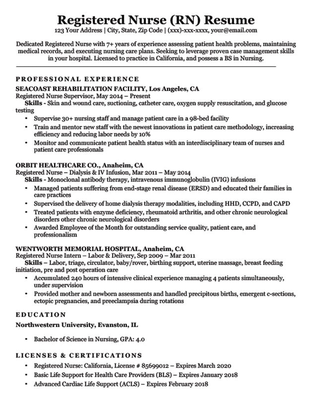 Basic Rn Resume Registered Nurse Rn Resume Sample Tips Resume Companion