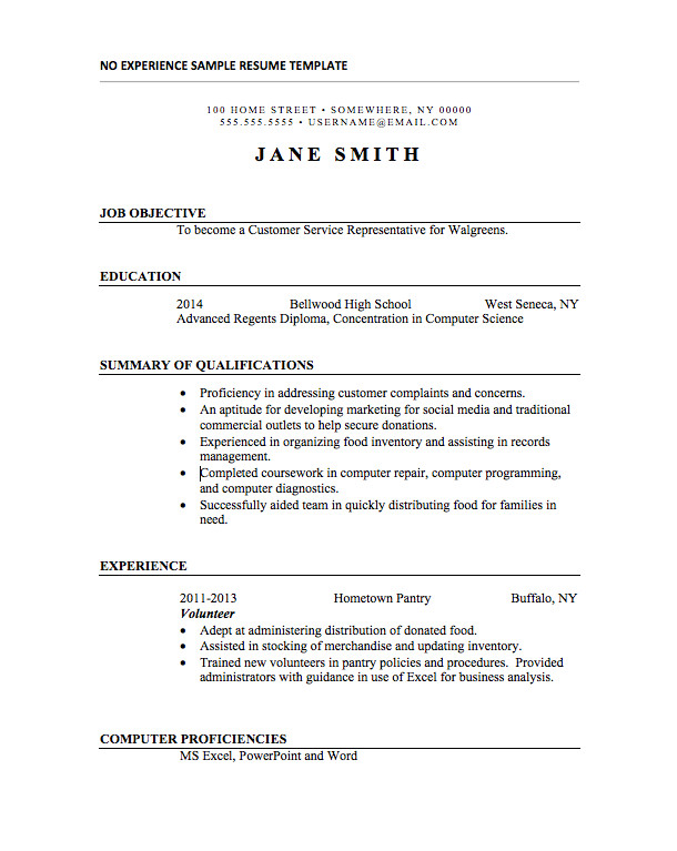 Basic Sample Resume for No Experience 21 Basic Resumes Examples for Students Internships Com
