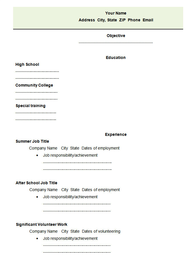Blank High School Resume Template 46 Blank Resume Templates Doc Pdf Free Premium