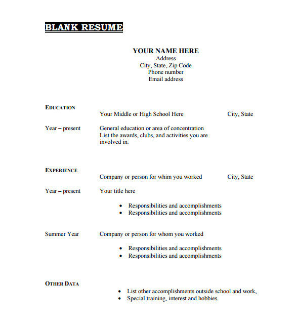 Blank Resume format Free Download 46 Blank Resume Templates Doc Pdf Free Premium