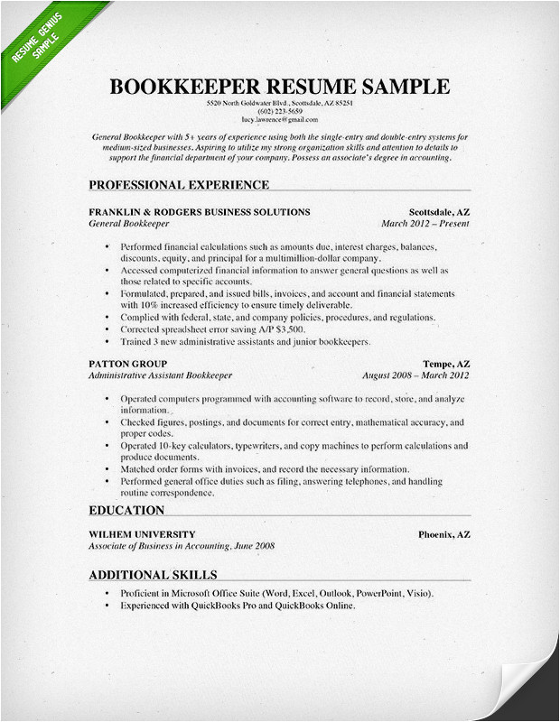 Bookkeeper Resume Sample Bookkeeper Resume Sample Guide Resume Genius