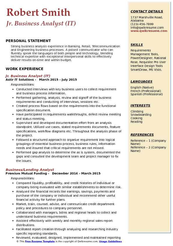 Business Analyst Resume Sample Pdf Jr Business Analyst Resume Samples