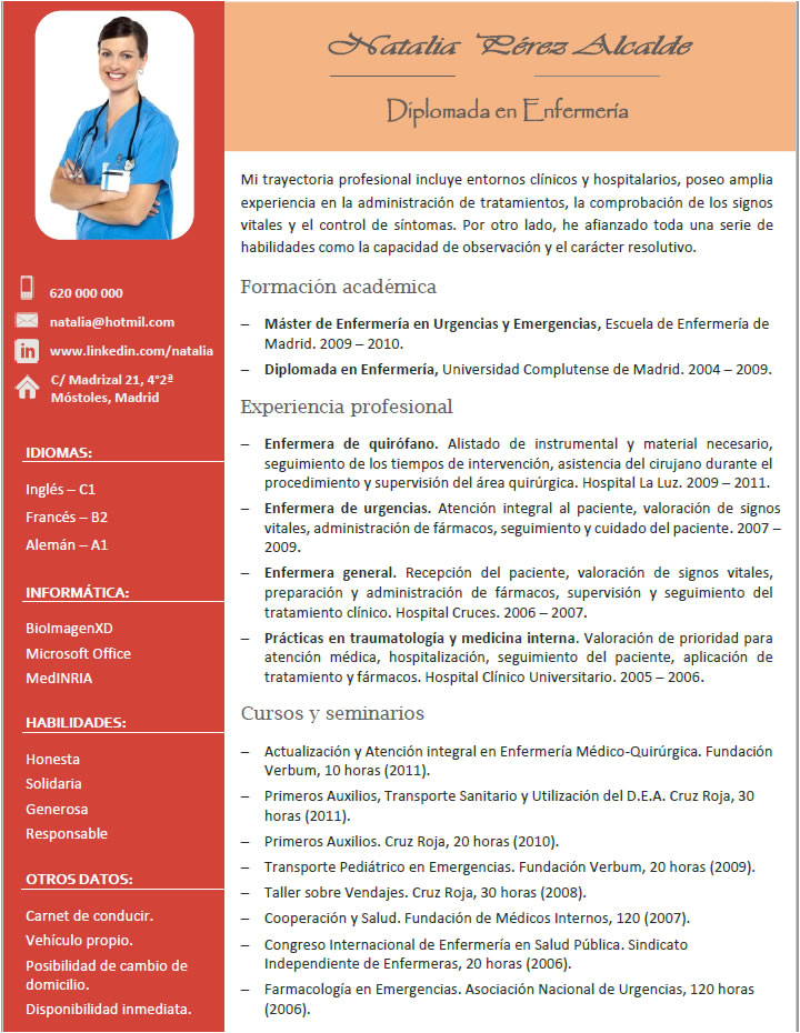 Get Curriculum Vitae Para Enfermeria Tecnica Plural