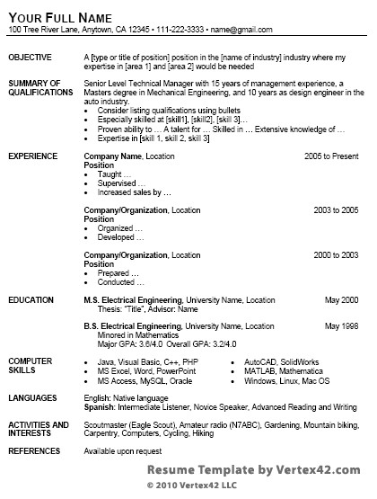 Detailed Resume format Word Free Resume Template for Microsoft Word