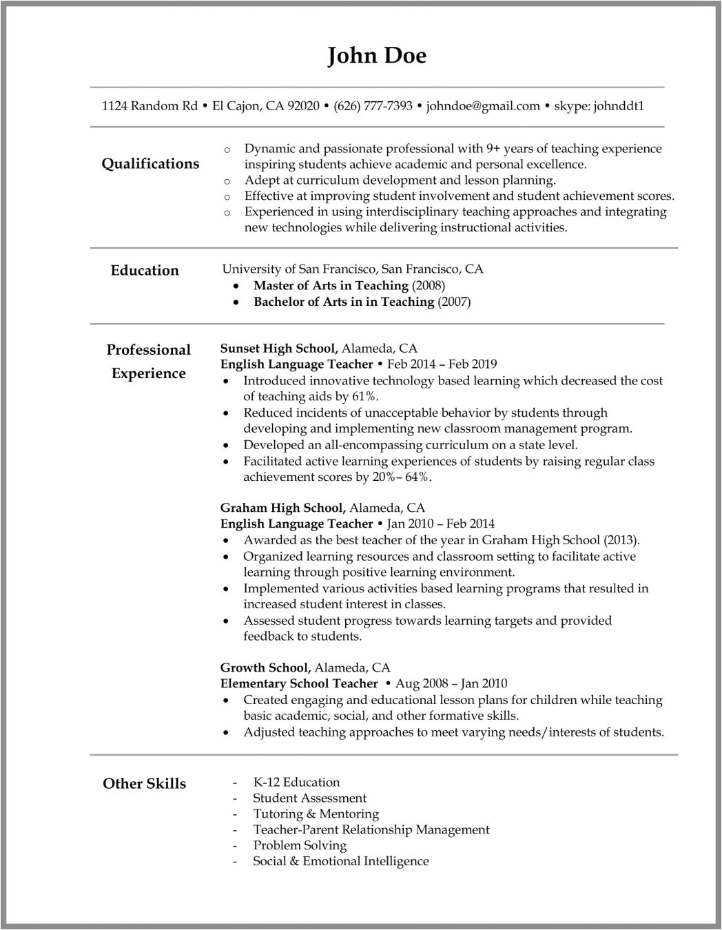 Dubai Resume Format Word Creative Sample Teaching Cv Lecturer For 