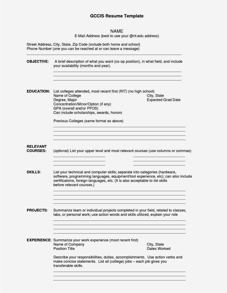 Easy Fill In the Blank General Resume Easy Fill In Resume Resume Template Cover Letter