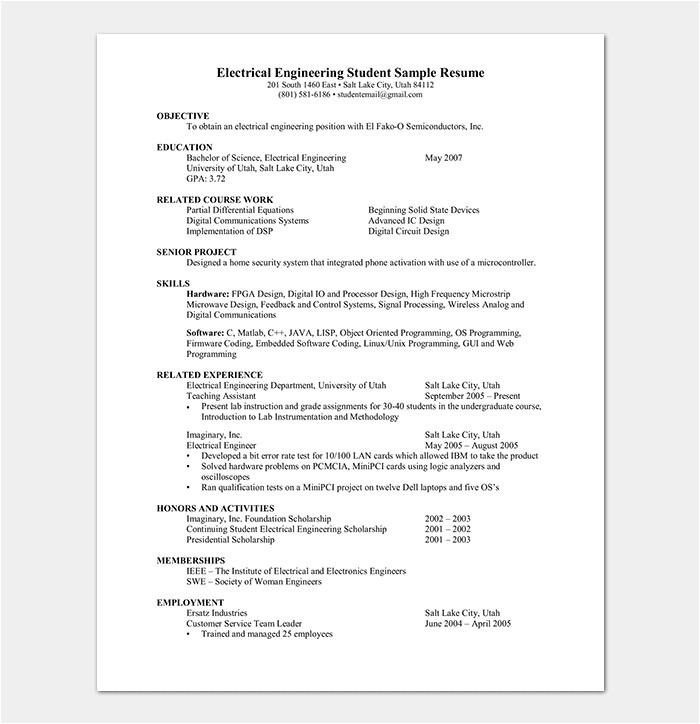 Electrical Engineer Fresher Resume format Resume Template for Freshers 18 Samples In Word Pdf
