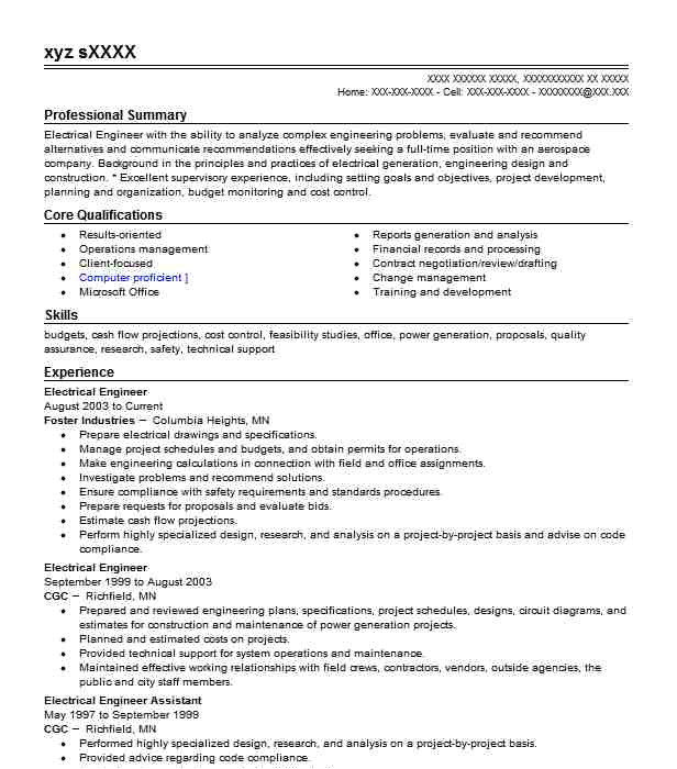 Electrical Engineer Resume Objective Electrical Engineer Resume Objectives Resume Sample