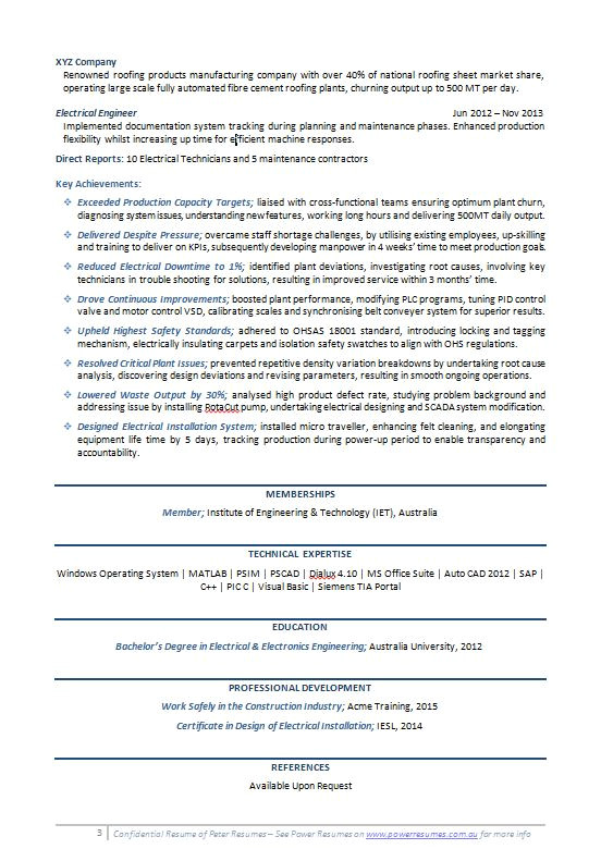 Engineering Resume Australia Engineering Resume Example Power Resumes Australia