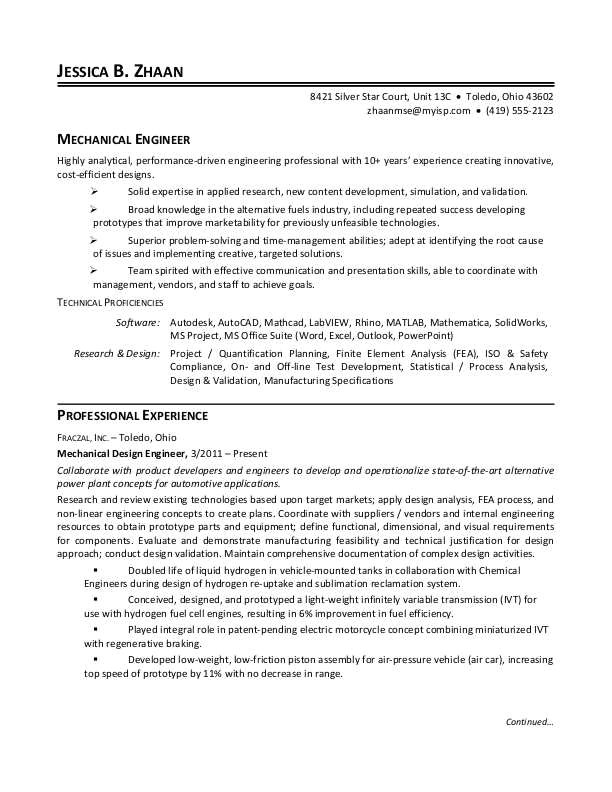 Engineering Resume format Mechanical Engineer Resume Sample Monster Com
