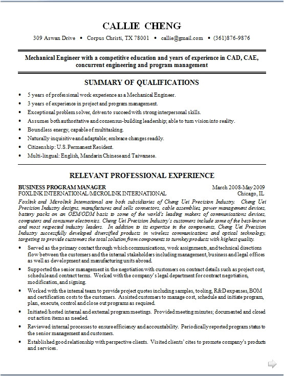 Engineering Resume Model Mechanical Engineer Resume Model In Word format Free Download