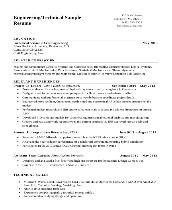 Engineering Resume Templates 17 Engineering Resume Templates Pdf Doc Free