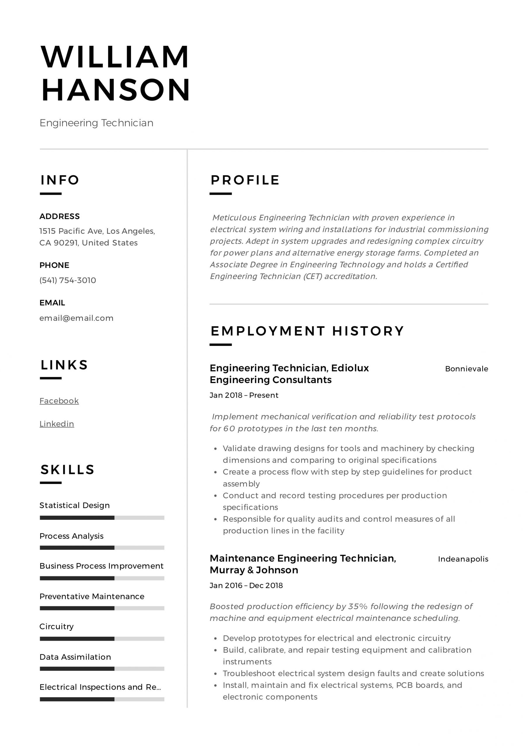 Engineering Resume Writer Engineering Technician Resume Writing Guide 12