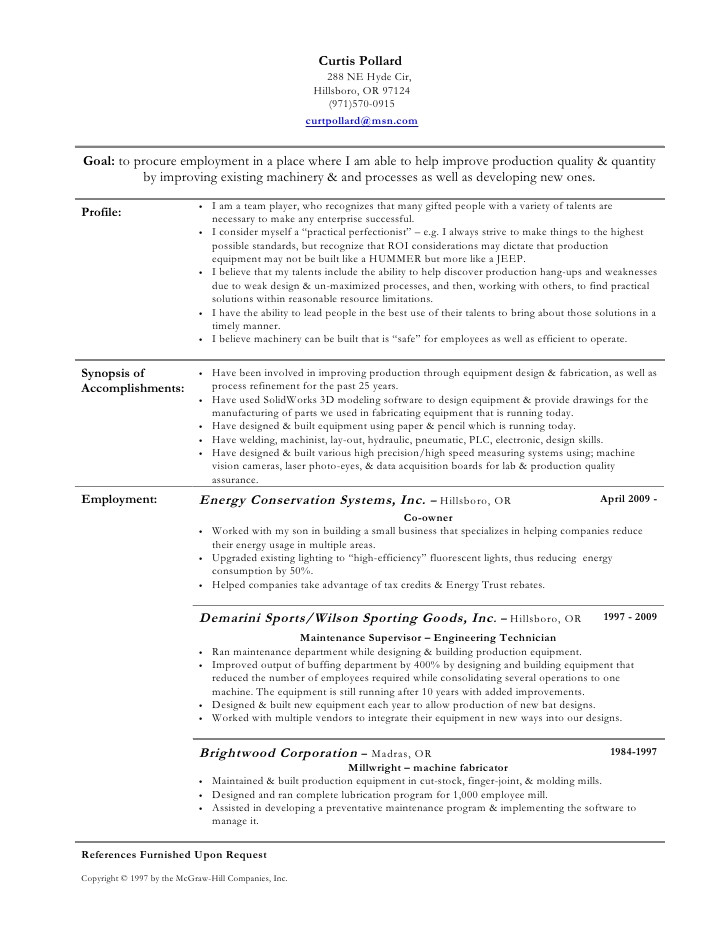 Engineering Technician Resume Engineering Technician Resume