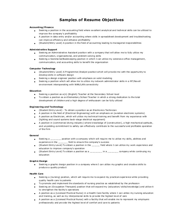 Example Of A Basic Resume Objective Basic Resume Example 8 Samples In Word Pdf