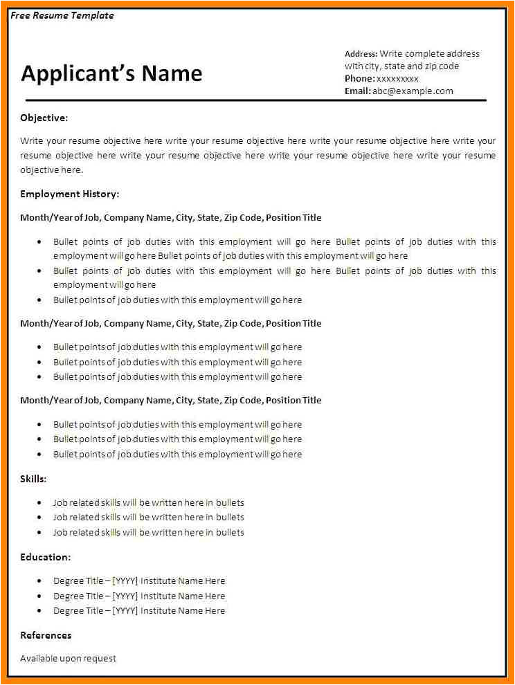 Example Of Blank Applicant Resume 5 Example Of Blank Applicant Resume Cains Cause