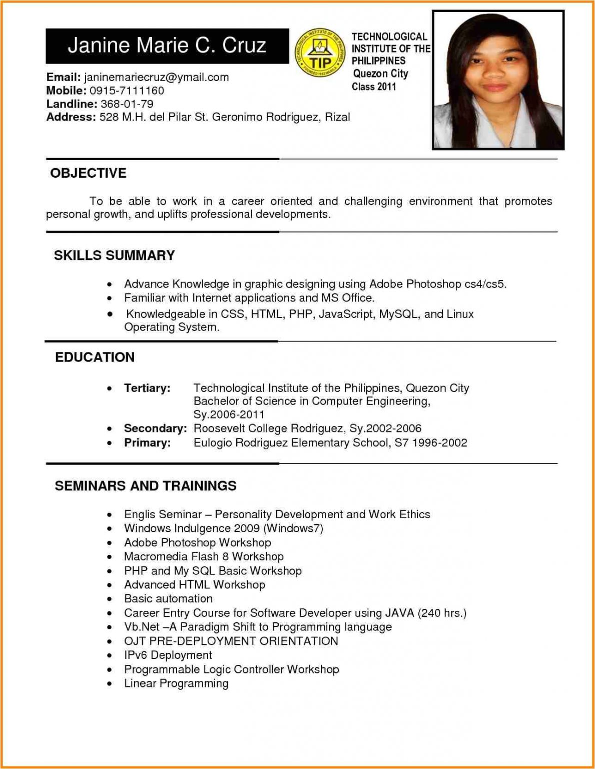 example-of-resume-for-job-application-in-philippines-6-example-of