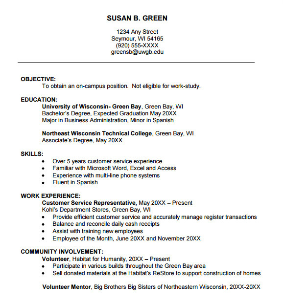 Freshman College Student Resume Free 8 Sample College Resume Templates In Free Samples