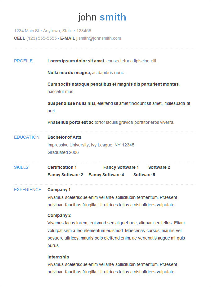 Good Basic Resume Template 70 Basic Resume Templates Pdf Doc Psd Free