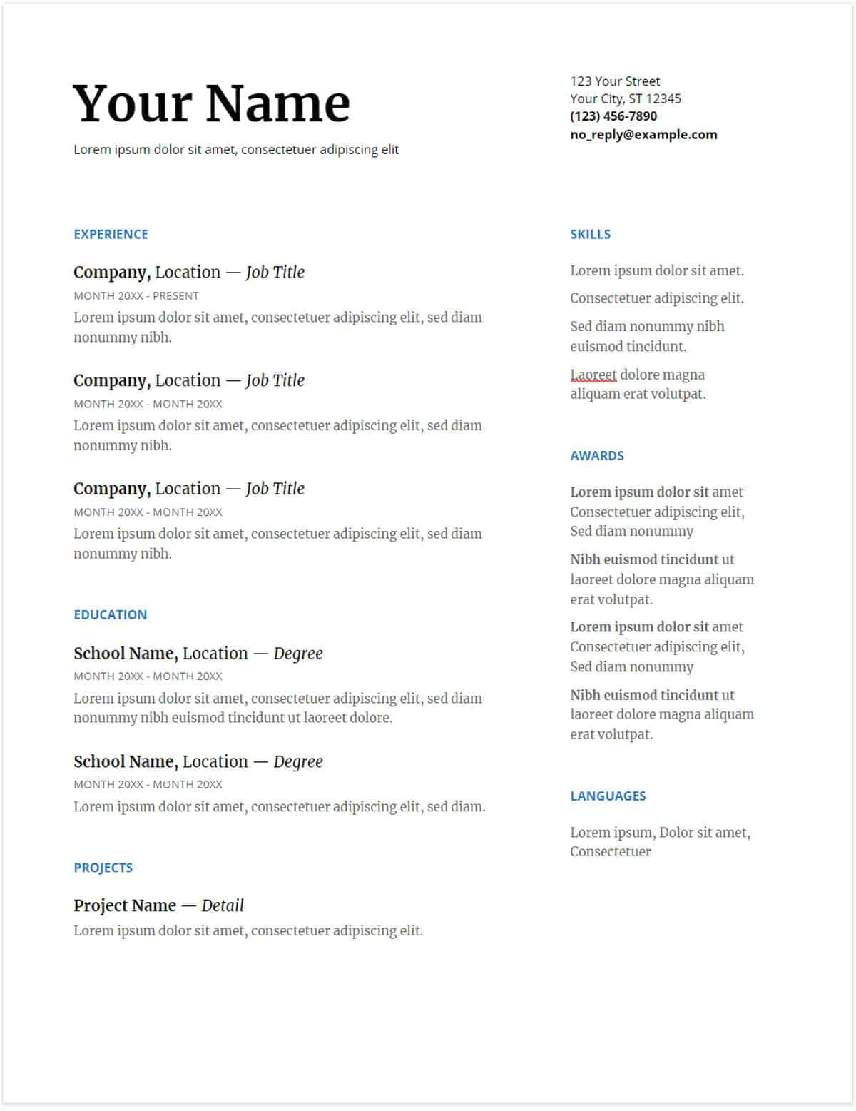 Google Resume Sample 30 Google Docs Resume Templates Downloadable Pdfs