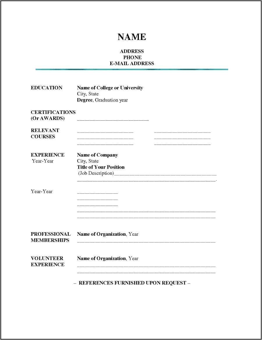 blank resume template high school