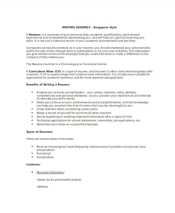 How Do You Write A Basic Resume Free 7 Resume Writing Examples Samples In Pdf Doc