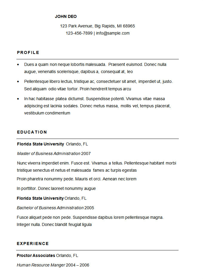 How to format A Basic Resume 70 Basic Resume Templates Pdf Doc Psd Free