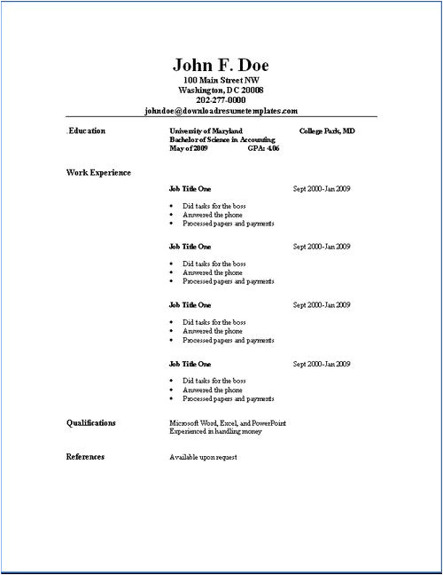 How to Write A Basic Resume Simple Resume Samples Sample Resumes