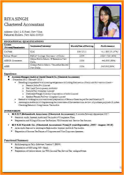 resume format in india for freshers