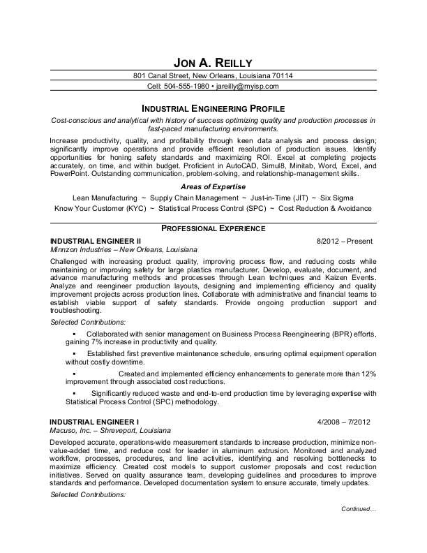 Industrial Engineer Resume Industrial Engineer Resume Sample Monster Com