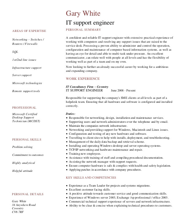 It Engineer Resume 17 Engineering Resume Templates Pdf Doc Free