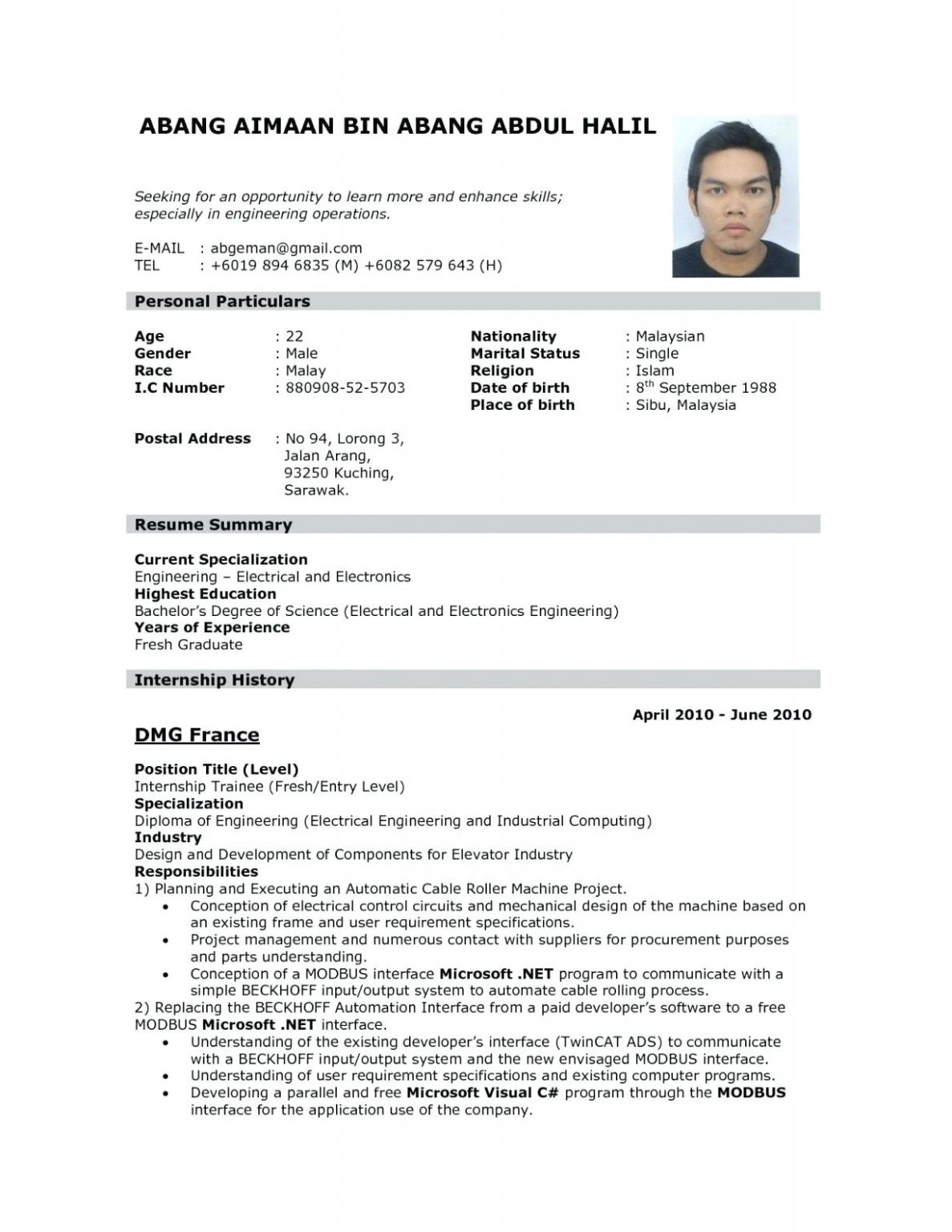 iti fitter resume format doc download