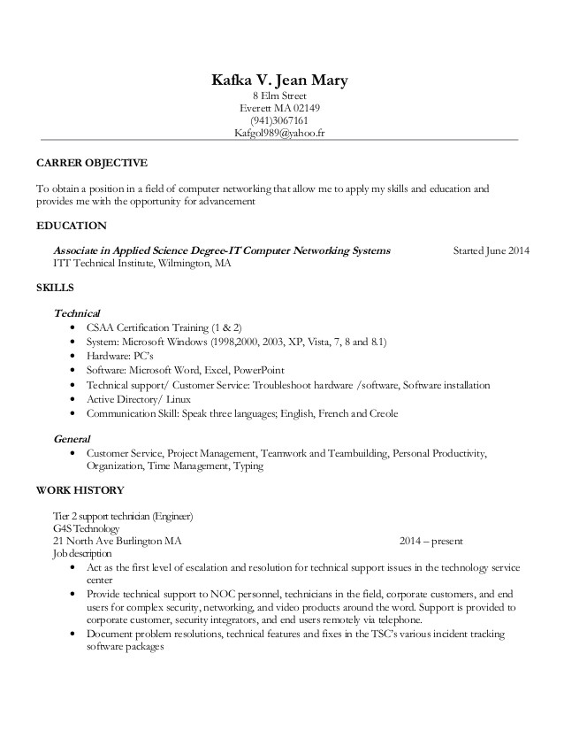 Kafka Sample Resume New Resume Update 2015 1