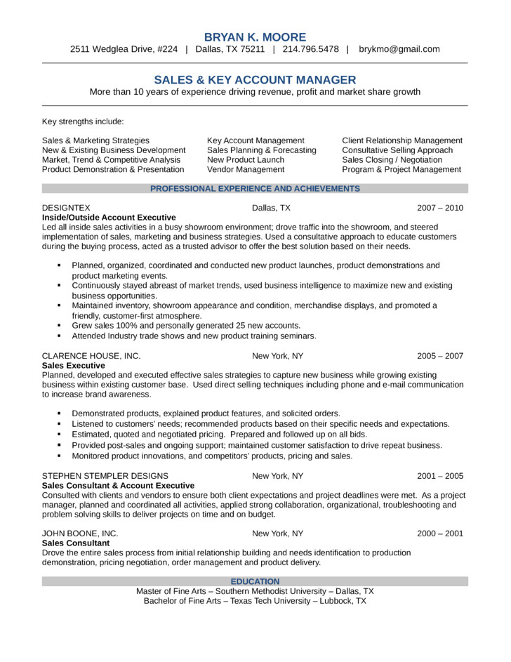 Key Account Manager Resume Sample Simple Key Account Manager Resume 