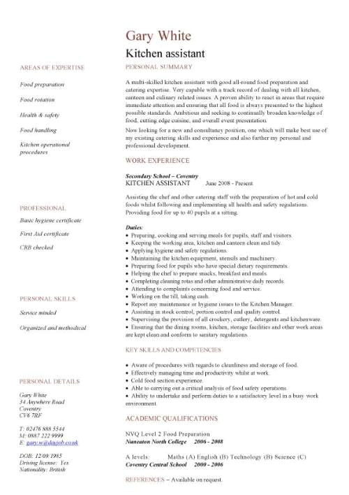 Kitchen Staff Sample Resume Resume Examples Kitchen Examples Kitchen ...