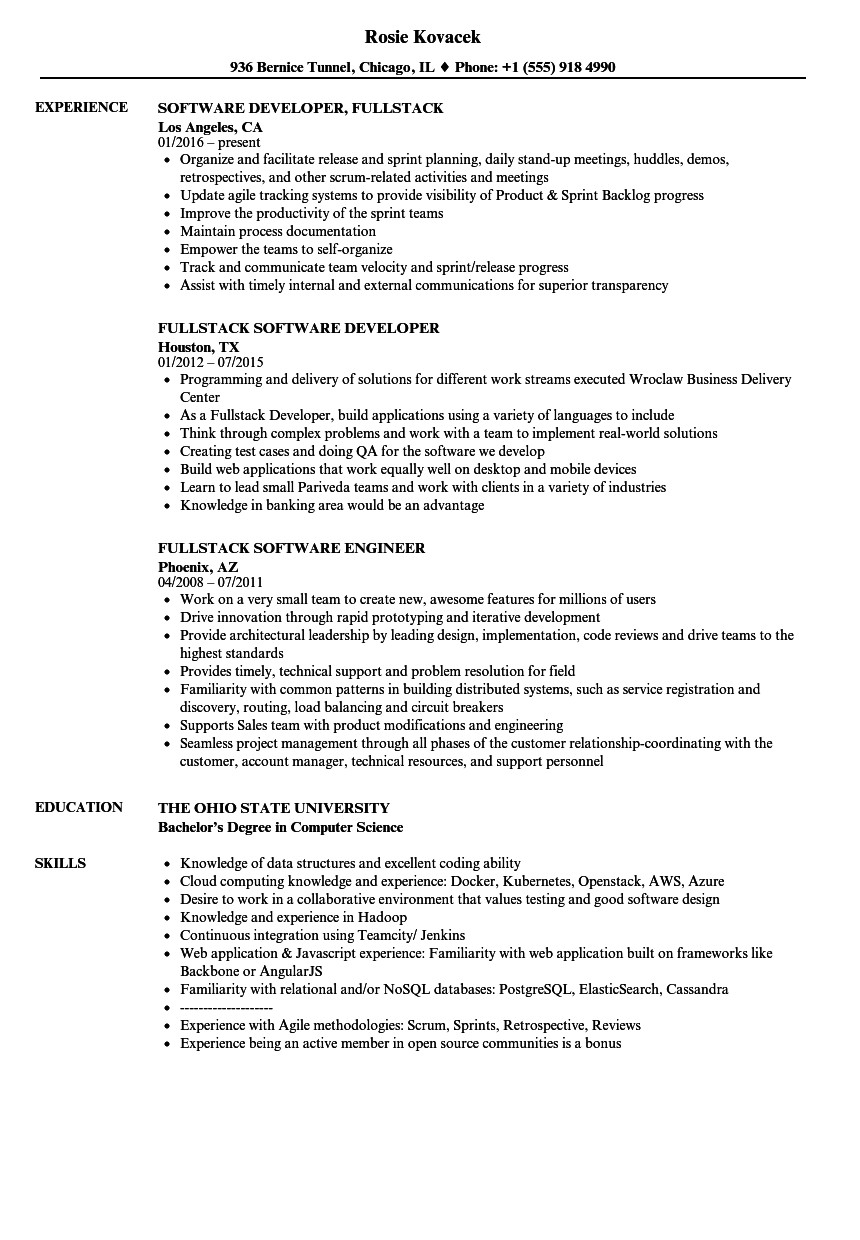 Kubernetes Sample Resume Fullstack Resume Samples Velvet Jobs