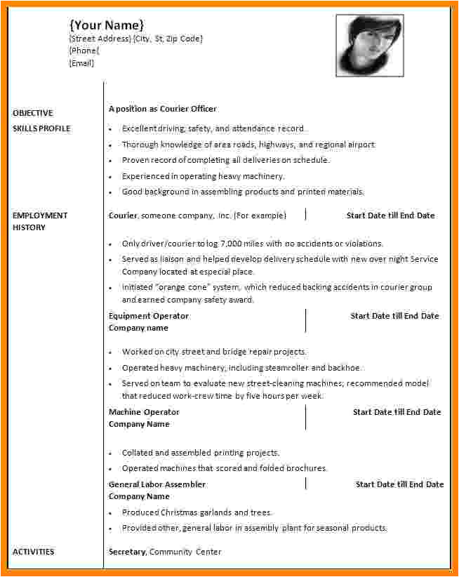 latest resume format in word with photo