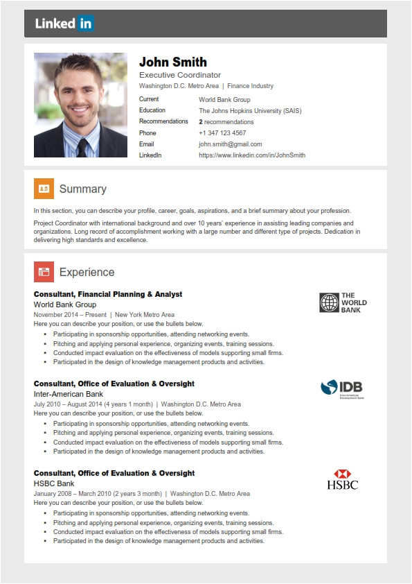 Linkedin Resume Word format Linkedin Resume Template Cover Letter References